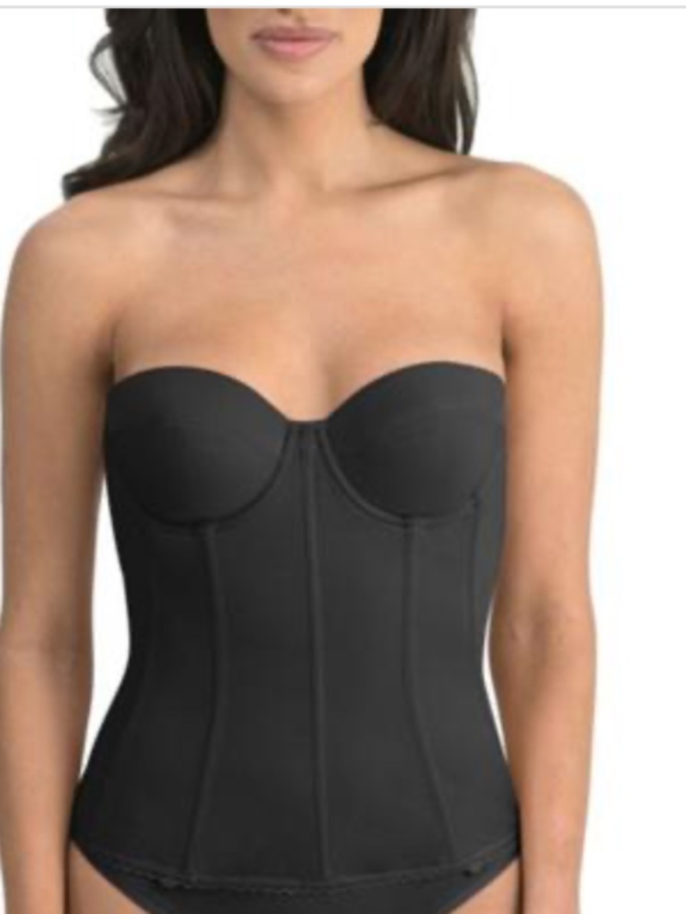 Dominique Brianna Low Back Strapless Longline Bra Black Bras